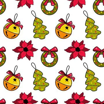 Vector flat seamless pattern New Year s, Christmas decorations Stock Illustration