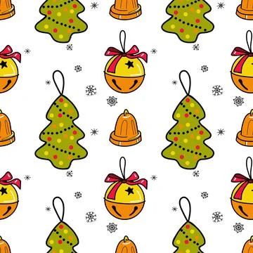 Vector flat seamless pattern New Year s, Christmas decorations Stock Illustration