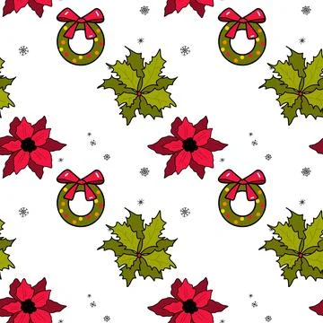 Vector flat seamless pattern New Year s, Christmas decorations Stock Illustration