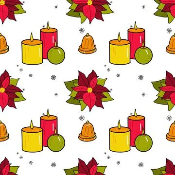 Vector flat seamless pattern New Year s, Christmas decorations Stock Illustration