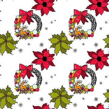 Vector flat seamless pattern New Year s, Christmas decorations Stock Illustration