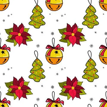 Vector flat seamless pattern New Year s, Christmas decorations Stock Illustration