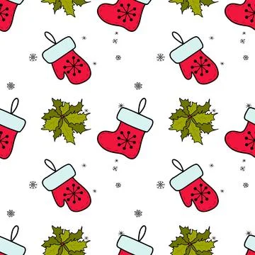 Vector flat seamless pattern New Year s, Christmas decorations Stock Illustration