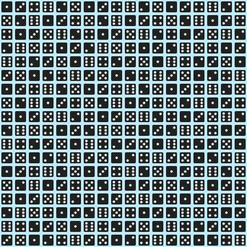 Vector flat seamless pattern wiith black dices Illustrazione stock