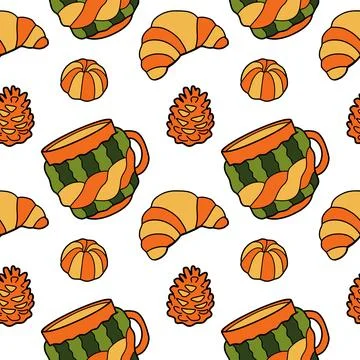 Vector flat seamless pattern of winter clothes Stock Illustration