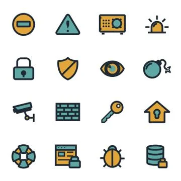Vector flat security icons set Stock Illustration