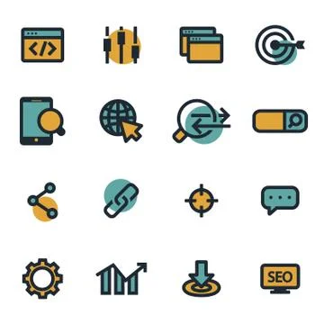 Vector flat seo icons set イラスト素材