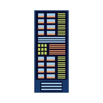 Vector flat server rack at data center Stock Illustration