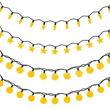 Vector flat set of led christmas lights isolated Illustrazione stock