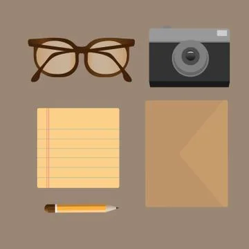 Vector flat set of modern stuff and devices. Stock-Illustration