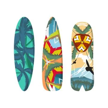 Vector flat set surfboards isolated on white background. Surfboards abstract  Stock Illustration
