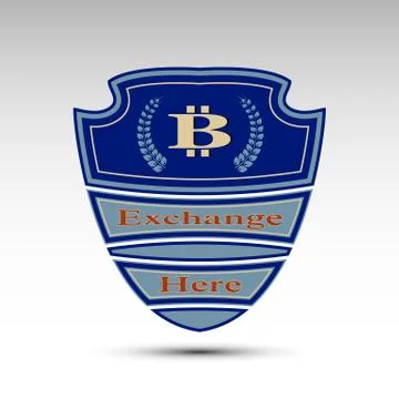 The vector flat shield with bit coin symbol. Stock Illustration