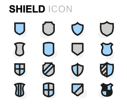 Vector flat shield icons set Illustrazione stock