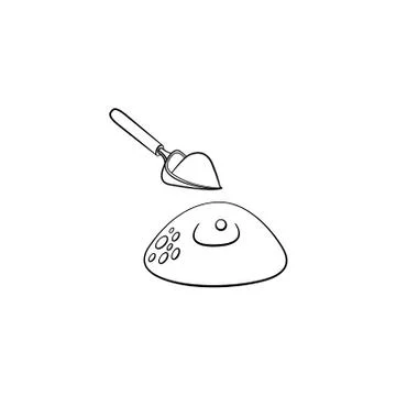 Vector flat shovel digging pit in ground for seed Stock Illustration