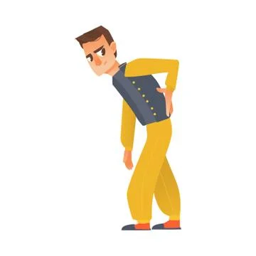 Vector flat sick man suffering from backache Illustrazione stock