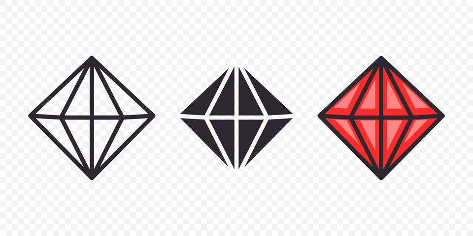 Vector Flat Simple Minimalistic Gemstone Icons Set. Diamond, Crystal Stock-Illustration