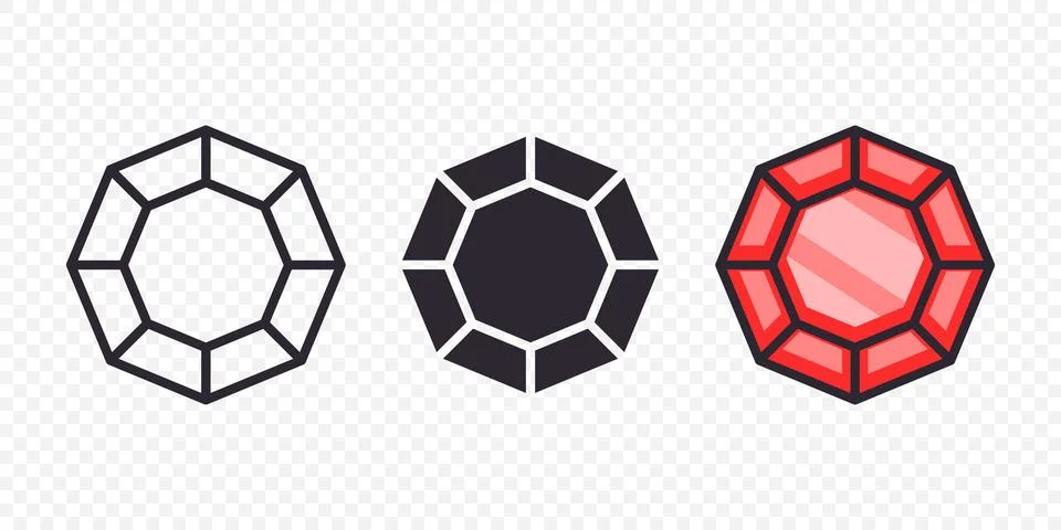 Vector Flat Simple Minimalistic Gemstone Icons Set. Diamond, Crystal イラスト素材