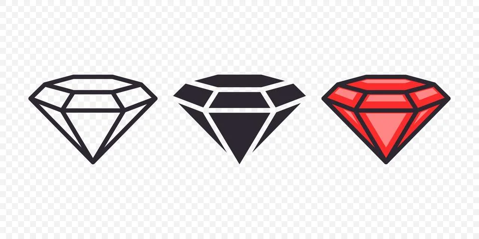 Vector Flat Simple Minimalistic Gemstone Icons Set. Diamond, Crystal 库存插图