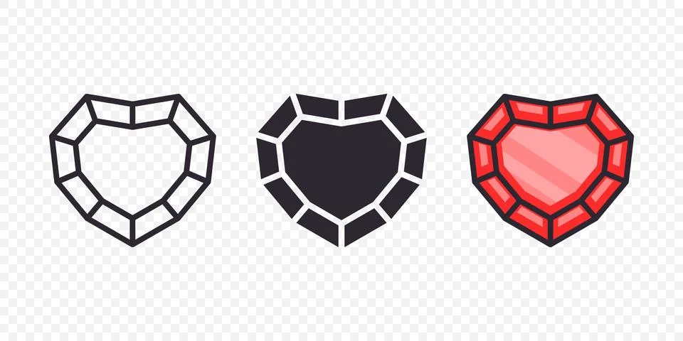Vector Flat Simple Minimalistic Gemstone Icons Set. Diamond, Crystal イラスト素材