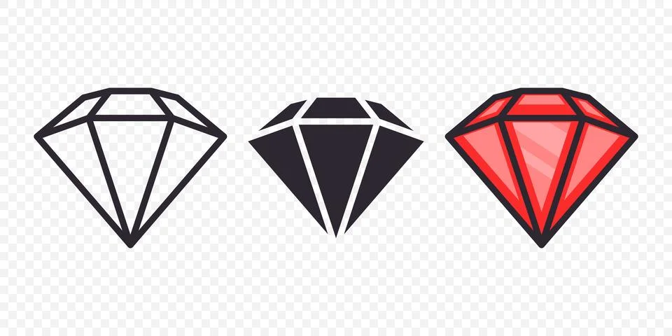 Vector Flat Simple Minimalistic Gemstone Icons Set. Diamond, Crystal Stock-Illustration