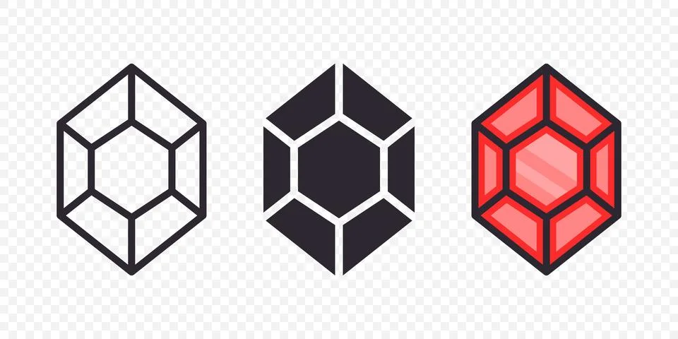 Vector Flat Simple Minimalistic Gemstone Icons Set. Diamond, Crystal イラスト素材