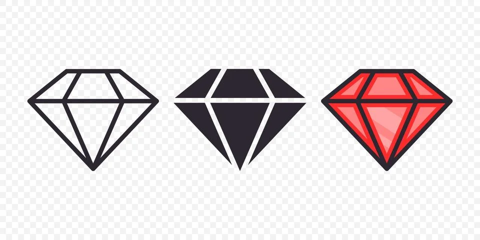 Vector Flat Simple Minimalistic Gemstone Icons Set. Diamond, Crystal Stockillustratie