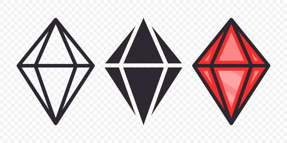 Vector Flat Simple Minimalistic Gemstone Icons Set. Diamond, Crystal イラスト素材