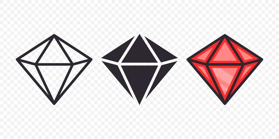 Vector Flat Simple Minimalistic Gemstone Icons Set. Diamond, Crystal イラスト素材