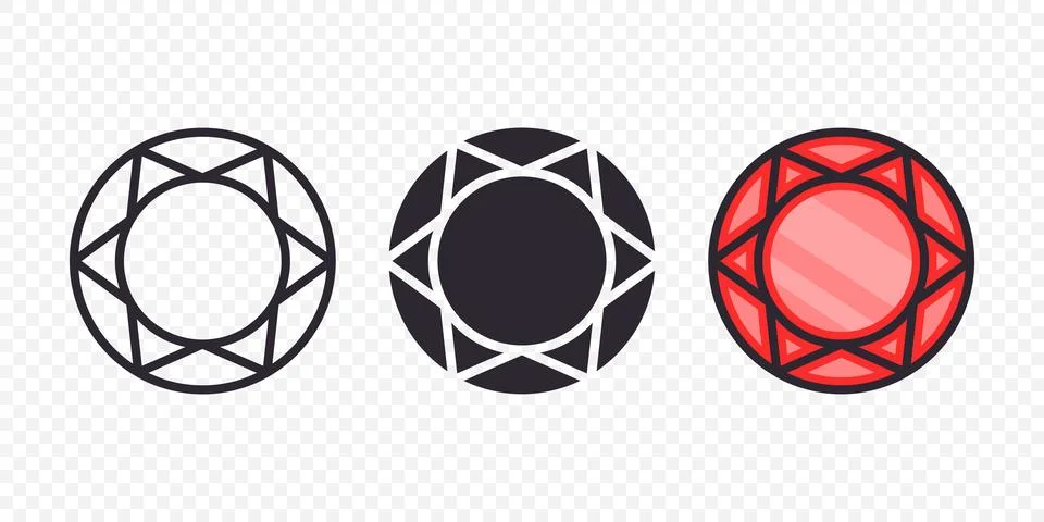 Vector Flat Simple Minimalistic Gemstone Icons Set. Diamond, Crystal イラスト素材