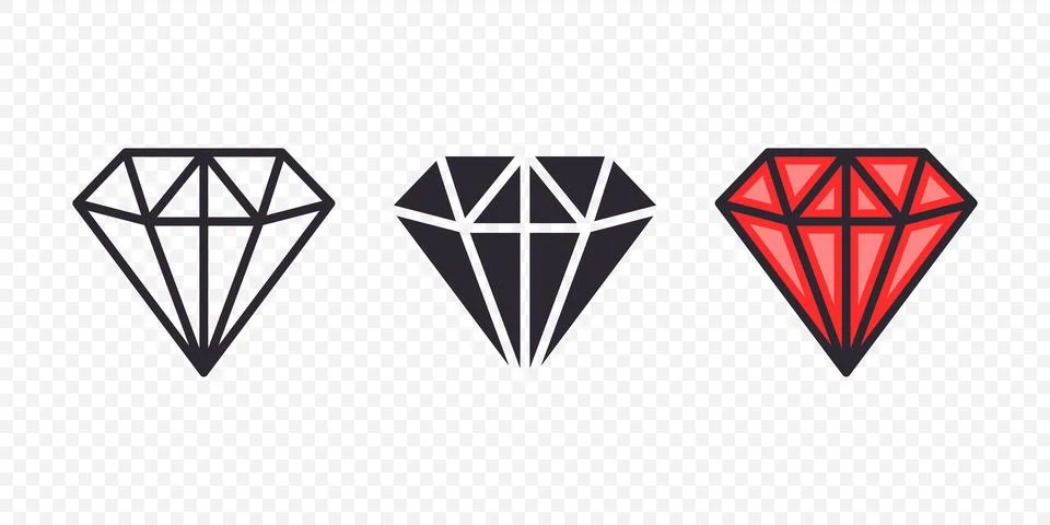 Vector Flat Simple Minimalistic Gemstone Icons Set. Diamond, Crystal イラスト素材