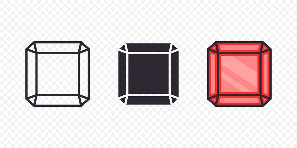 Vector Flat Simple Minimalistic Gemstone Icons Set. Diamond, Crystal 스톡 일러스트