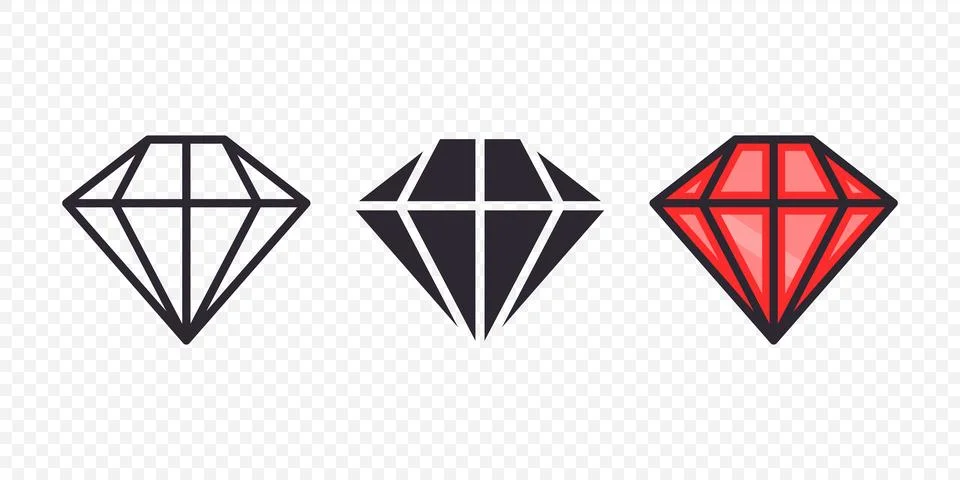 Vector Flat Simple Minimalistic Gemstone Icons Set. Diamond, Crystal Stock Illustration