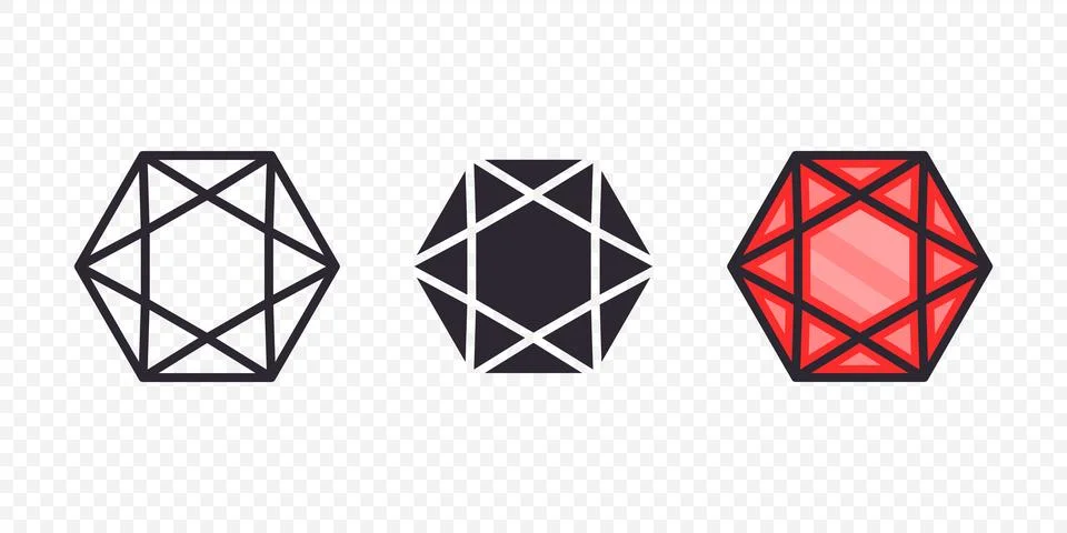 Vector Flat Simple Minimalistic Gemstone Icons Set. Diamond, Crystal Stockillustratie