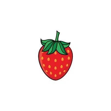 Vector flat sketch style red fresh ripe strawberry Stock Illustration