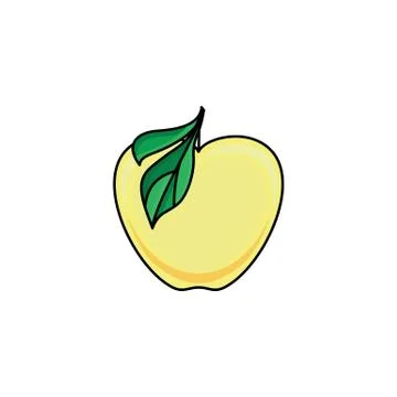 Vector flat sketch style yellow fresh ripe apple Stock Illustration