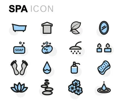 Vector flat spa icons set Illustrazione stock
