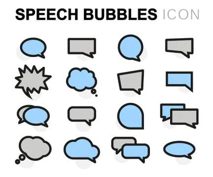 Vector flat speech bubbles icons set Stock Illustration