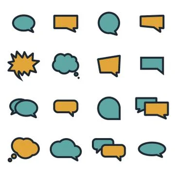 Vector flat speech bubbles icons set Stock Illustration