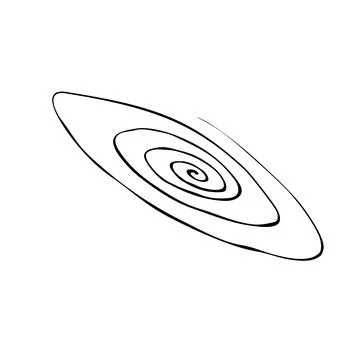 Vector flat spiral disk in doodle style. Abstract Galaxy icon. Outer space .. Illustration
