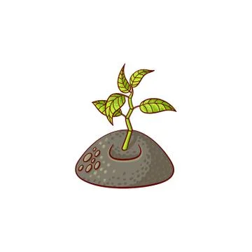Vector flat sprouting seedling, sapling icon Illustration