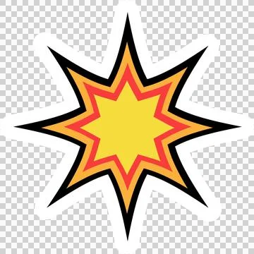 Vector flat starburst is floating on transparent background showing red outline Stockillustratie