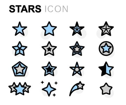 Vector flat stars icons set Stock Illustration