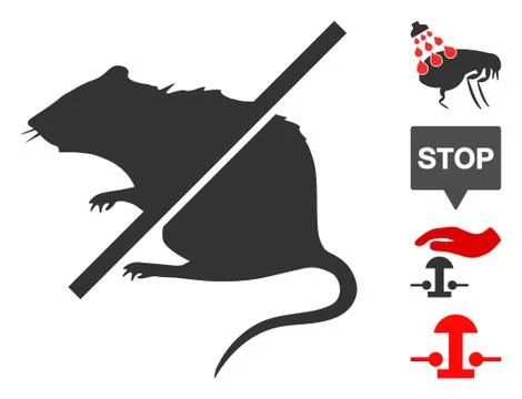 Vector Flat Stop Rats Icon with Bonus Icons Stock Illustration