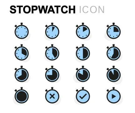 Vector flat stopwatch icons set Stock Illustration