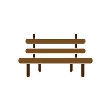 Vector flat street or park brown bench icon. Ilustração Stock