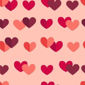 Vector flat St.Valentine s Day Pattern with Hearts Stock Illustration