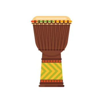 Vector flat style African drum musical instrument djembe. Stock Illustration