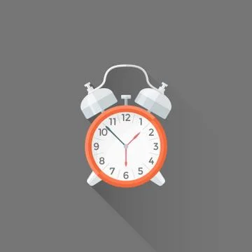 Vector flat style alarm clock illustration icon. Stock Illustration