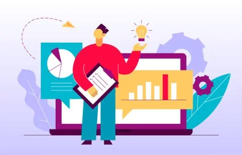 Vector flat style business and finance  design concept with big modern people Stock Illustration