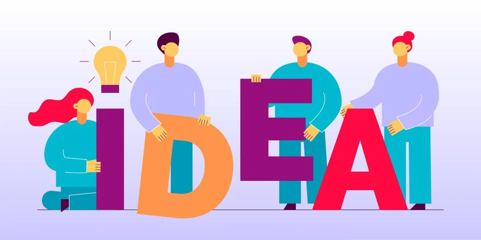 Vector flat style business teamwork  design concept with big modern people, l Stock Illustration